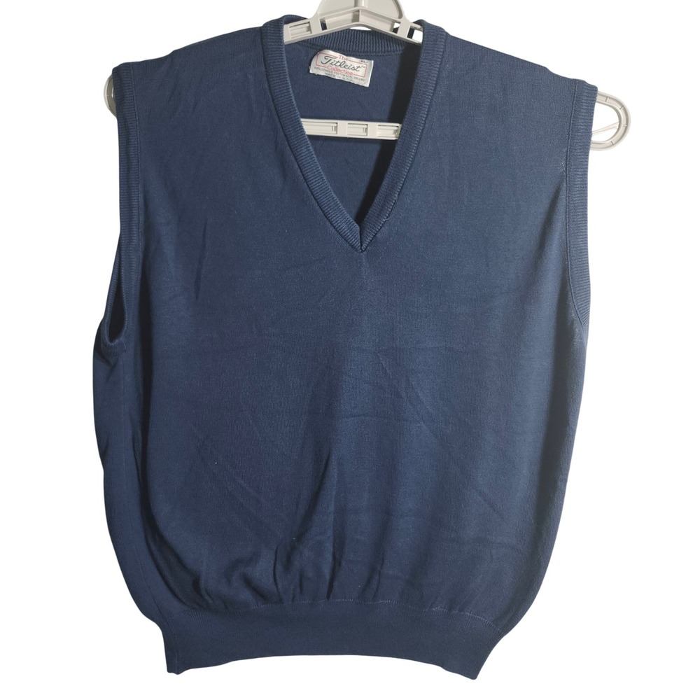 Vintage‎ Titleist Collection XL Golf Sweater Vest Blue Cotton Blend Made in USA